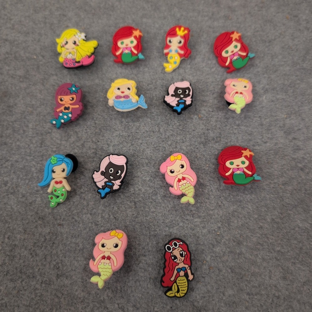 14pc Mermaid Shoe Charms Set for Clogs Sandals PVC Colorful Mermaid Accessories - Picture 1 of 1